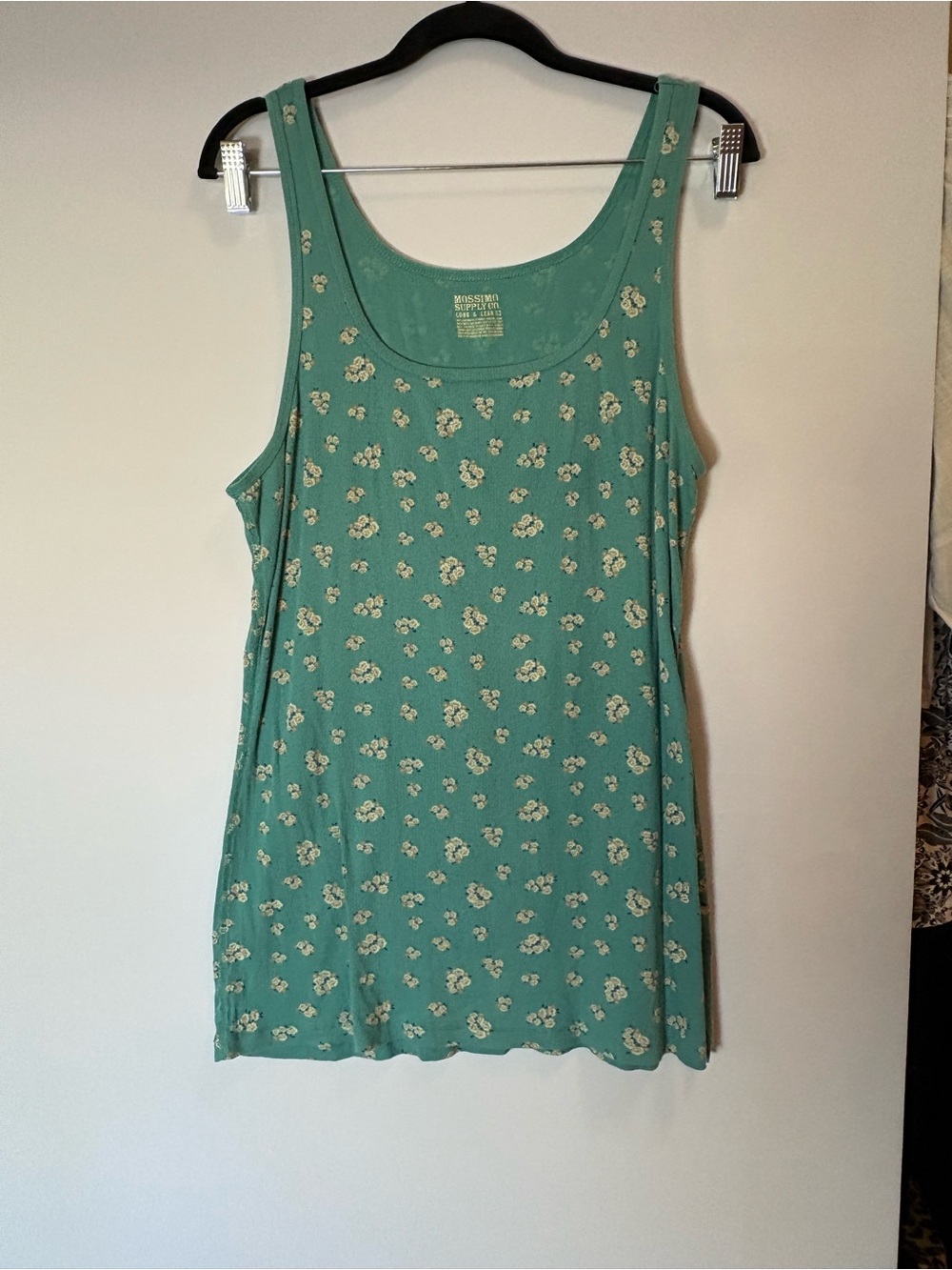 Mossimo Supply Co. Teal Floral Scoop Neck Tank